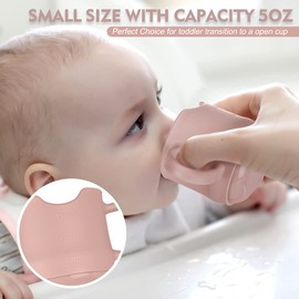 haakaa Silicone Toddler Cups, BPA Free Drop-Proof Training Cups for Baby 6 Months+, 5 Ounce (Blush)