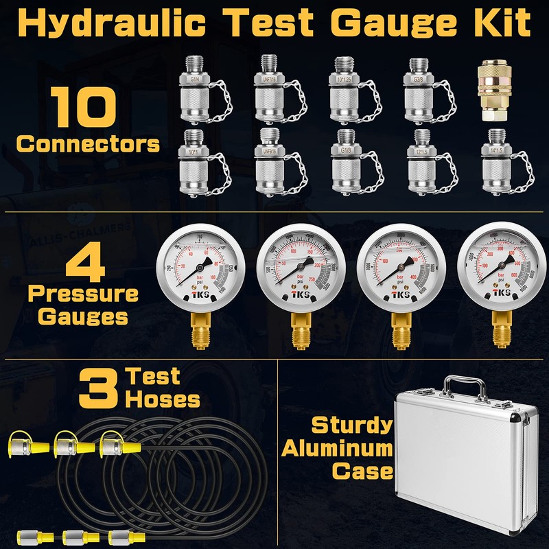 YFIXTOOL Hydraulic Pressure Gauge Test Set for Excavator, Pressure Tester