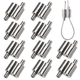 TOPZEA 10 PCS M3 Wire Rope Cable Clamp for 1/16 Inch Rope, Heavy Duty Alloy Double Holes Wire Cable Fastener Clip Freely Adjustable for Picture/Banner/Mirrors/Planter/Light Hanging Accessories