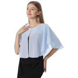 Chiffon Capelet Soft capes Shawls and Wraps for Evening Dress Wedding Cape 1920s shawl accessories for women flapper Cover Up, Sky Blue, One Size