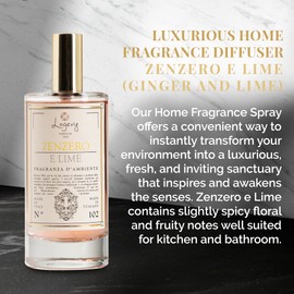 Logevy Firenze 1965 Zenzero e Lime – Ginger & Lime Luxury Home Fragrance Spray from Master Perfumer in Italy with Spicy, Floral & Fruity Notes to Captivate the Senses & Enliven any Room – 100ml