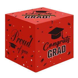 Graduation Card Box, 2025 Graduation Party Decorations Red Card Box for Graduation Party 2025 Graduation Card Holder Foldable Congrats Grad Box for Gifts and Cards Graduation Party Favors Supplies