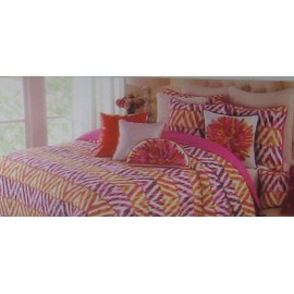 Chevron Zig Zag Stripes Pink Yellow Orange Full / Queen Quilt