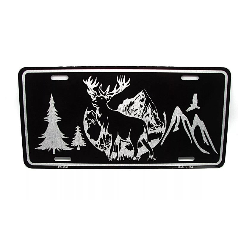 DIGIART INTERNATIONAL DEER ELK BLACK BRUSHED HUNTING METAL CAR NOVELTY