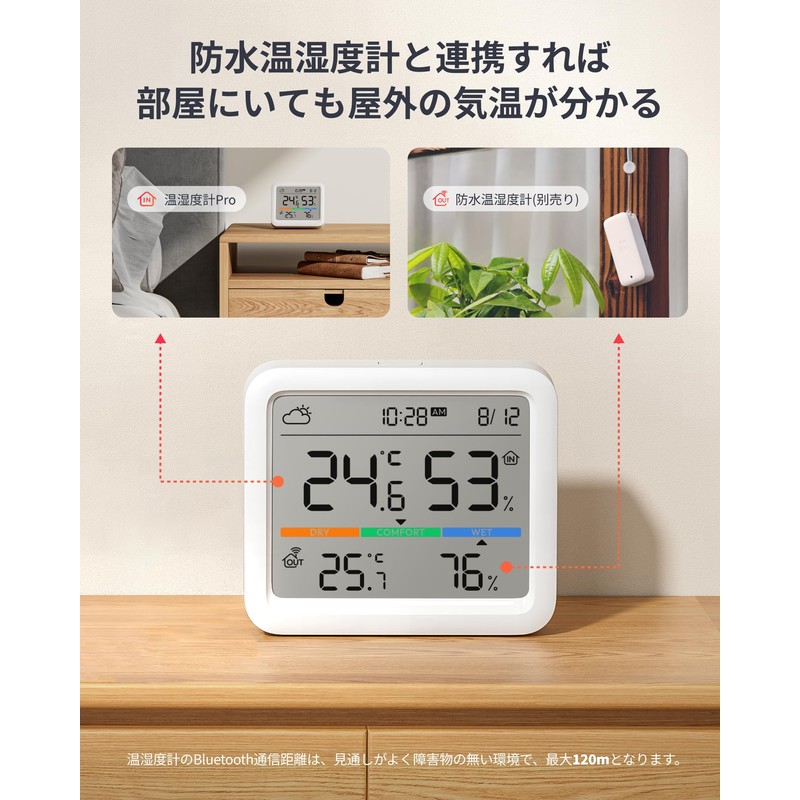 SwitchBot Thermometer/Hygrometer, Pro Thermometer, Hygrometer - Switchbot Comfort Index, Large