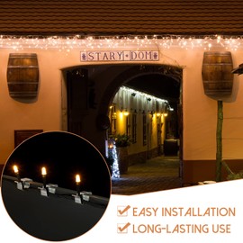 Christmas Lights Gutter Hooks Galvanized Holiday Lights Roof Hooks Christmas Light Clips Xmas Light Gutter Hangers Outdoor Seasonal Lighting Hooks for Christmas Light Kitchen (200 Pcs,14 x 11 mm)