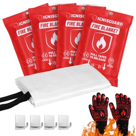 IGNISGUARD Fire Blankets Emergency for Home, 4 Pack 40"x40", Fiberglass Emergency Fire Blanket for Home and Kitchen, RV, Fireplace, Camping, Grill, Office, Warehouse