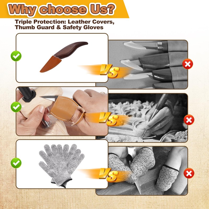Premium Wood Carving Tools Kit - Ergonomic Walnut Handles, Razor-Sharp