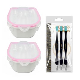 IVON 2pcs Nail Soaking Bowl & 3pcs Cuticle Pusher, Soak Off Gel Polish Remover Manicure Bowl and Rubble Tip Cuticle Pusher