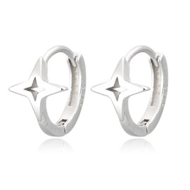 Silver Star Hoop Earrings Cross Earrings for Women Star Earrings Stud Huggie Earrings Minimalist Earrings Popular Gifts for Women (Silver)