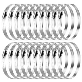 Hose Clamps Assortment Kit, 20Pcs 3-9/16″-4-15/32″ (91-114mm) Adjustable Worm Gear Pipe Hose Clamps, Fuel Line Hose Clamps Heavy Duty for Plumbing, Automotive, Washing Machine, Mechanical