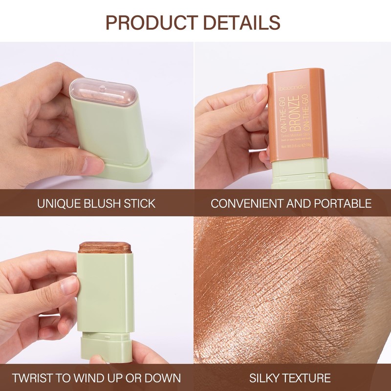 Paminify Cream Bronzer Stick,Contour Stick Facial Contouring Stick,Long Lasting Highlighter
