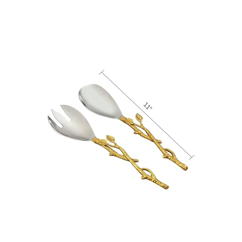 Golden Vine Salad Server Set, 11-Inch, Silver/Gold