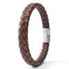 Silverso Men's Leather Bracelet with Stainless Steel Clasp，8.2" Brown Woven