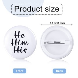 40 Pcs Pronoun Badges Pins 1 Inch Pronoun Pin Nonbinary Pin Gender Identity Pronoun Buttons round Pronoun Pinback Button Cute Pronouns Button Pin(He, Him, His)