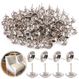 Keadic 250Pcs 5/8" (16mm) Antique Upholstery Tacks Furniture Nails Pins Assortment Kit for Upholstered Furniture Cork Board or DIY Projects - Silver