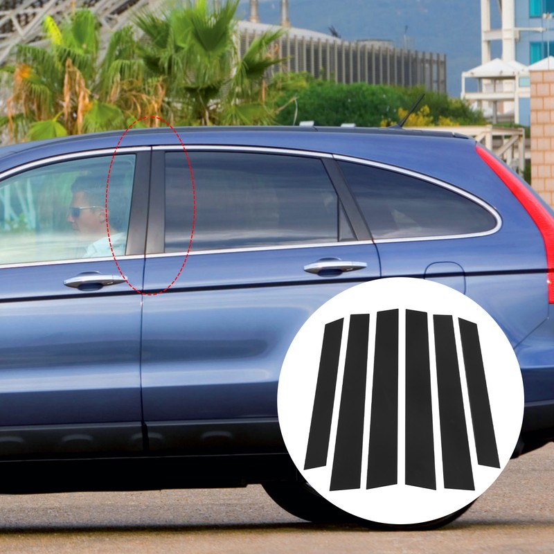 6 Pcs Side Door Window Cover Glossy Black Pillar Post