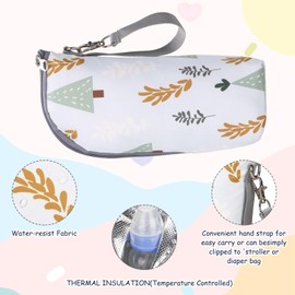 Insulated Baby Bottle Bag Bottle Warmer Bag Portable Travel Thermal Baby Bottle Warmer Bag with Rope Insulated Bottle Bag Waterproof Baby Bottle Bag for Backpack Stroller Travel（Enchanted Forest）