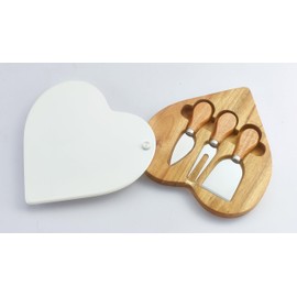 EUMUU Charcuterie Board Set - Heart-Shaped Premium Large Acacia Wood Cheese Platter with Reusable Bowls, Cheese Knives and Forks - Housewarming, Wedding, Bridal Shower, Birthday Gifts