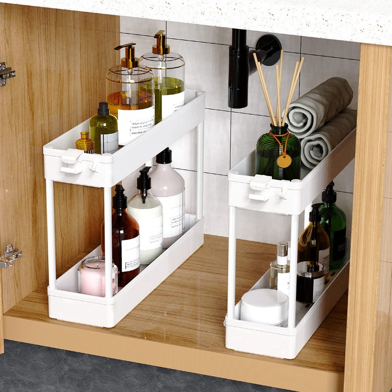SPACEKEEPER Slim Rolling Storage Cart 4 Tier Bathroom Organizer Mobile