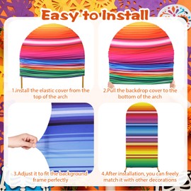 RimCereal Set of 3 Mexican Fiesta Arch Backdrop Cover Mexican Birthday Party Decoration Spandex Fitted Arch Stand Covers Backdrop Cinco De Mayo Decor 4ft 5ft 6ft for Wedding Birthday Baby Shower