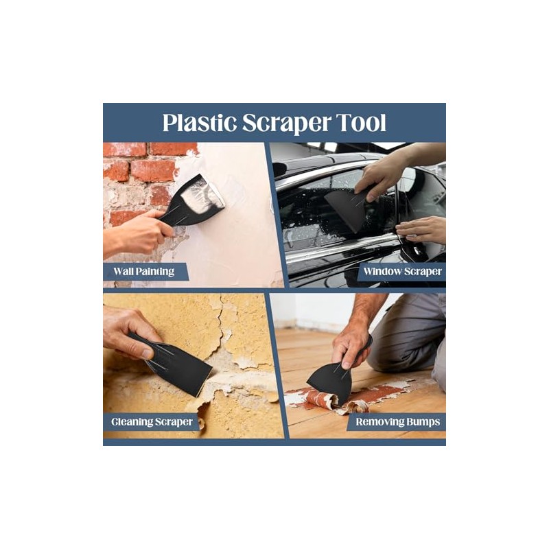 15 Pack Plastic Putty Knife Scraper Set - 6 Sizes