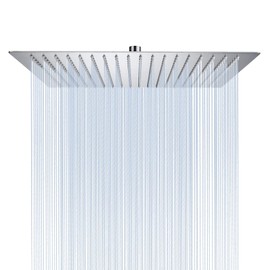 Derpras 16 Inch Square Rain Shower Head, 304 Stainless Steel, Ultra Thin High Pressure Bathroom Rainfall Showerhead (Brushed Nickel) (324 Jets)