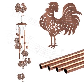 Chicken Wind Chimes for Outside, 37 Inch Metal Rooster Windchimes Outdoor Chicken Birthday Memorial Gifts for Women, Garden/Home/Lawn/Patio/Front Yard Decor