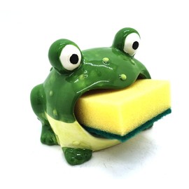 MONMOB Cute Ceramic Frog Sponge Holder for Kitchen Sink 4.7”