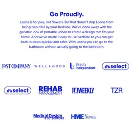 Loona Portable Urinal, for Bedside and Travel, No Splash, Designed for Quiet Usage, Ideal for Females, Loona Blue