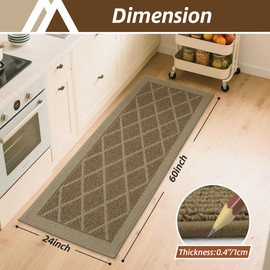 COSY HOMEER Kitchen Rug Non Slip Washable, 24"x60" Absorbent Kitchen Mats for Floor, Runner Rugs for Kitchen Floor, 100% Polypropylene Kitchen Sink Rug (Beige)