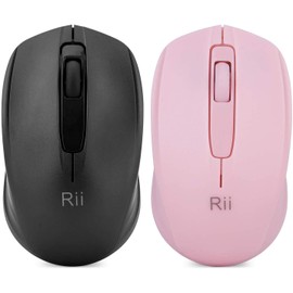 Rii Wireless Mouse,2.4G Portable Computer Mice for PC, Laptop, Windows,Office Included Wireless USB dongle (Black+Pink)