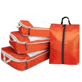 ehsbuy 4-Piece Packing Cubes Compression Packing Bags for Suitcases 3 Cubes + 1 Laundry Bag Suitcase Organiser Packing Cube Set for Clothing Accessories