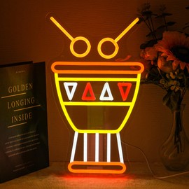 Alkkign Tribe Drums Neon Sign for Wall Decor Music Neon Light Durm Kit LED Neon Signs Colorful Led Neon Lights for Bedroom Music Studio Classroom Decoration