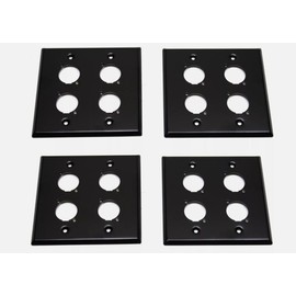 (4) Four Double Gang Blank Wall Plate Four XLR Male/Female "D" BLACK Steel