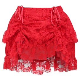 Daisy Corsets Women's Girls Plus Size Red Lace Ruched Bustle Skirt
