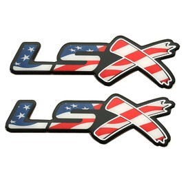 CDD 2PCS LSX Badge, LSX Side Fender Rear Lid Boot Trunk Emblem of American Flag Color Replacement for Chevy Camaro Corvette Truck