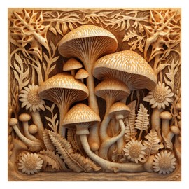 Vintage Mushroom Puzzles for Adults 1000 Pieces, Impossible Nature Fungi Plant Art Puzzle, Challenging Autostereoscopy Forest Jigsaw Puzzle as Mushroom Wall Art