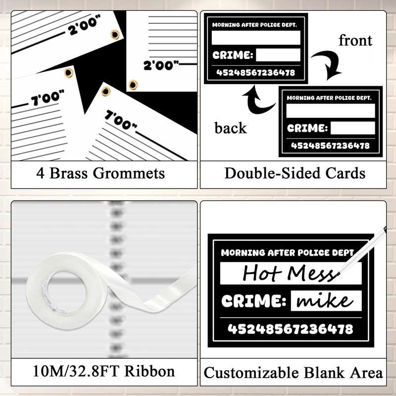 Mugshot Backdrop Photo Booth Banner 4.5 x 5.6 FT, Mugshot