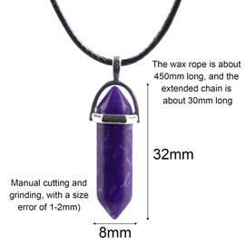 4 Pcs Healing Crystal Necklace, Hexagonal Crystal Pendant, Crystals Pendant Necklace, Crystal Quartz Stone Pendants for Men, Boy