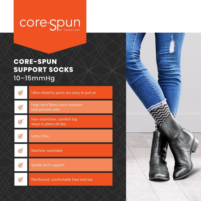 Core-Spun - Calcetines de compresión altos graduados de 10 a