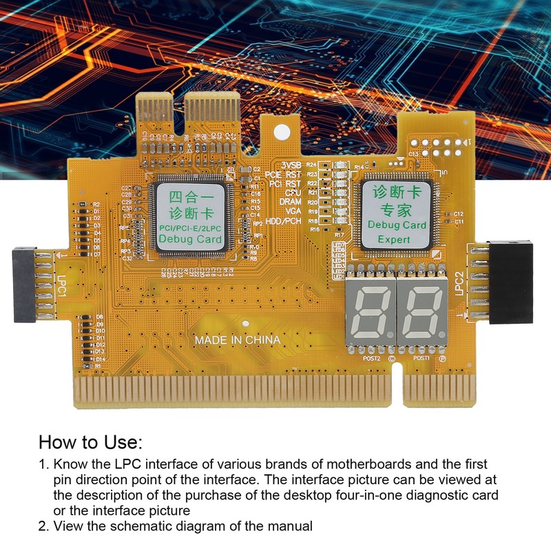 Desktop Diagnostic Card PCI PCIE 2LPC 4in1 Analyzer Motherboard 2Bit