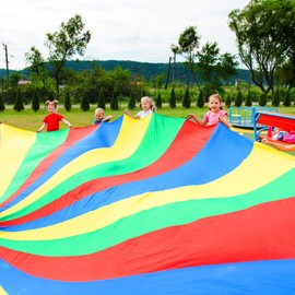 THE TWIDDLERS - 20ft Large Rainbow Parachute for Kids (24 Handles) Children Gymnastics Cooperative Play Parachute, Tent Cooperative Group Games, Outdoor Playground Activities