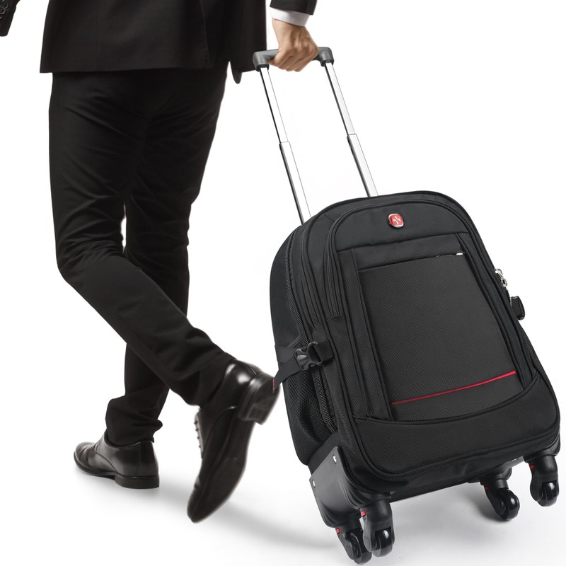 Rolling Backpack with 4 Extra Wheels - Water-Resistant, Airline Approved