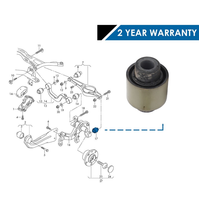 2pcs Rear Lower Control Arm Bushing Outer Suspension Control Arm