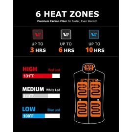 Venustas Men's Heated Fleece Vest with 6 Heating Zones, Lightweight Recycled Electric Fleece Vest