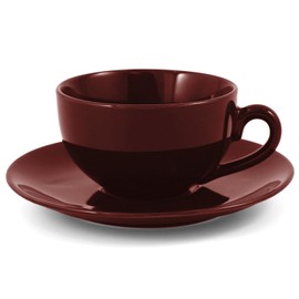 Metropolitan Tea Burgundy Ceramic Teacup and Saucer Set