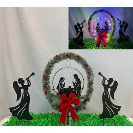 3Pack Solar Nativity Angel Lighted Garden Stakes,Color Changing Lights Outdoor Pathway Christmas Decorations for Nativity Sence Set Outside for Yard