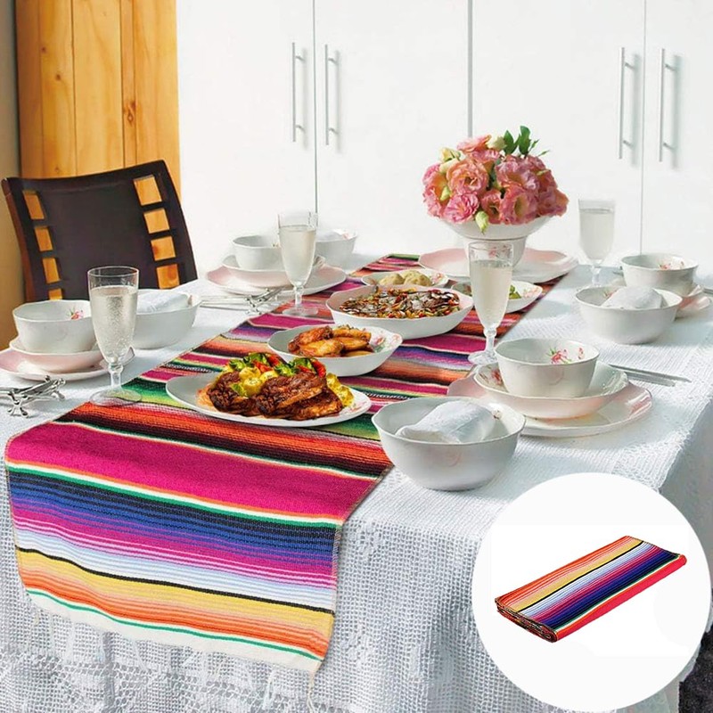 Bessy shop Mexican Table Blanket,Washable Outdoor Picnic Table,Hand Woven Cotton