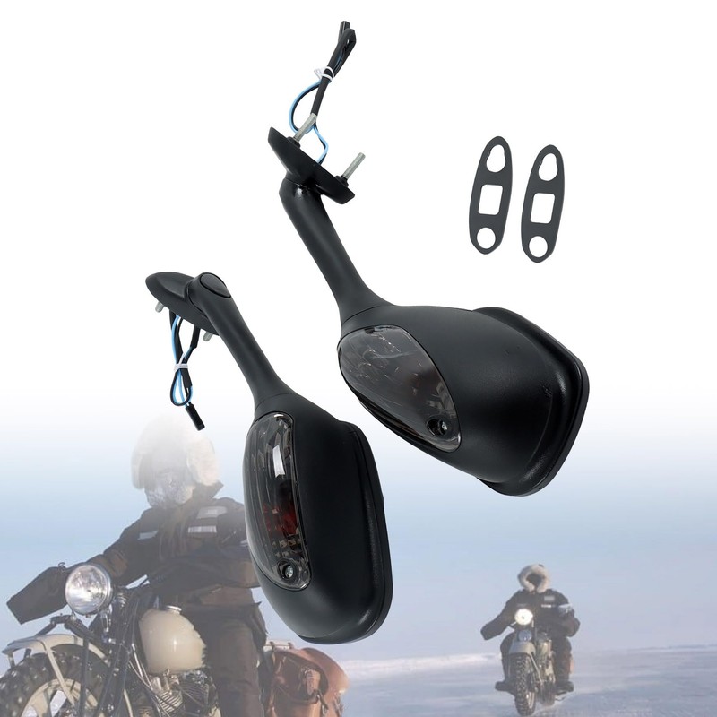 Silscvtt Rear View Mirrors Smoke Turn Signals Replacement for Suzuki